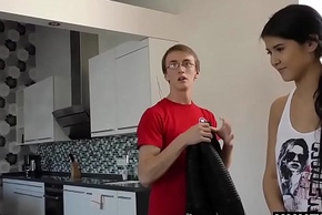 Superb Teen Fucks Accidental Scrounger For Restore to favour Front Of Nerdy BF