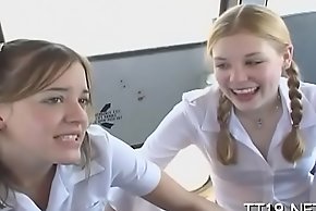 Teeny titted schoolgirl gives messy blowjob and rails detect